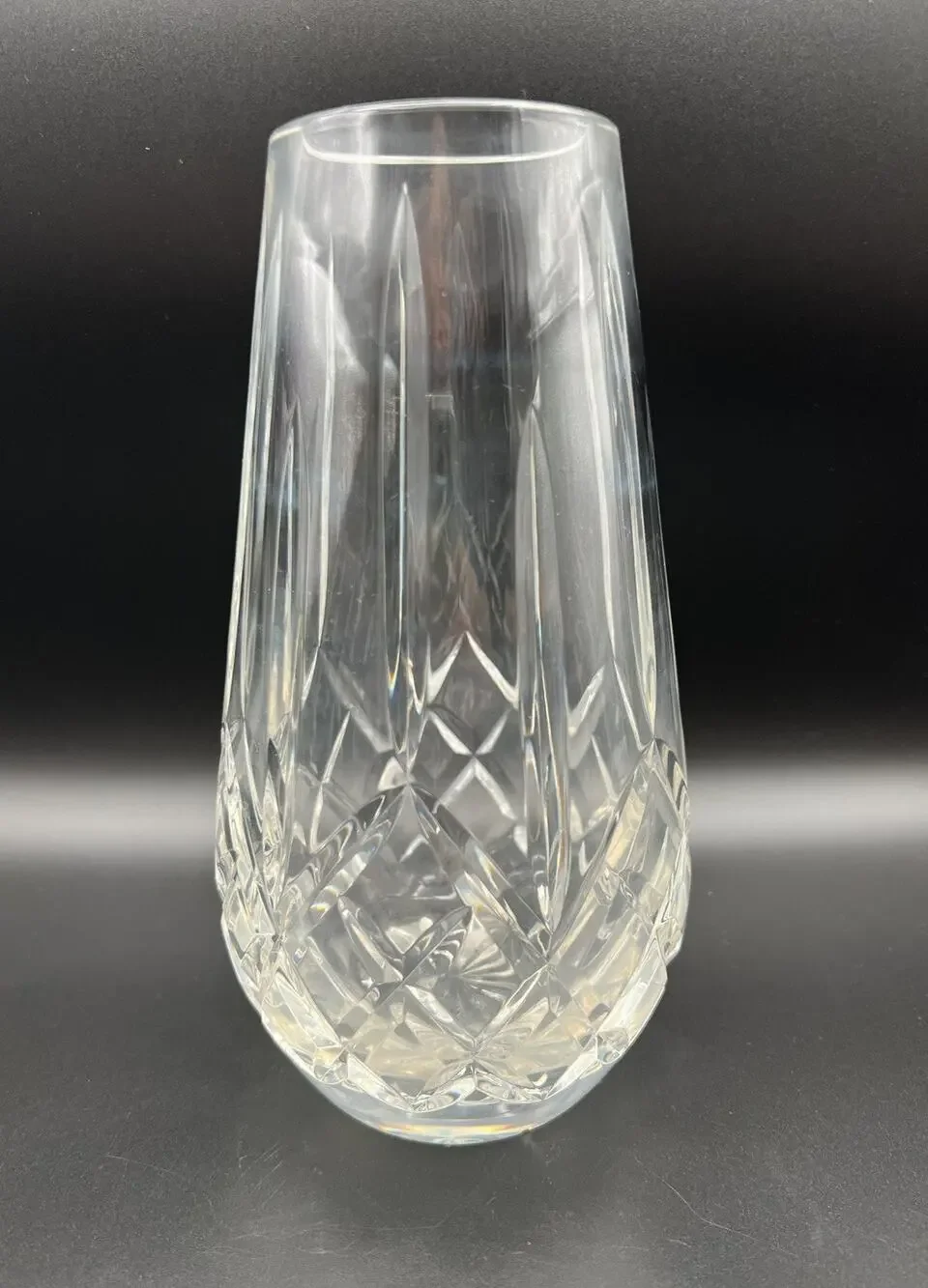 Waterford Crystal Lismore Pattern Floral Vase 9” Elegant Glass AS IS